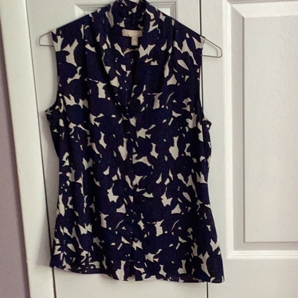Banana Republic Blue Sleeveless Graphic Blouse